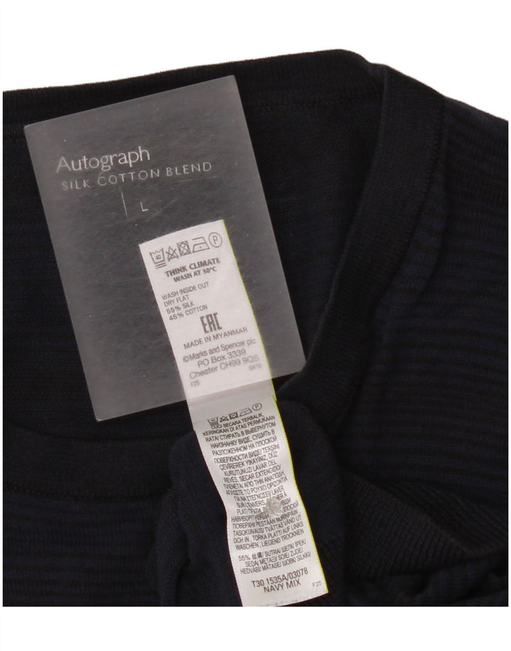 Marks & Spencer Herre Autograph Crew Neck Jumper Sweater Large Navy Blue