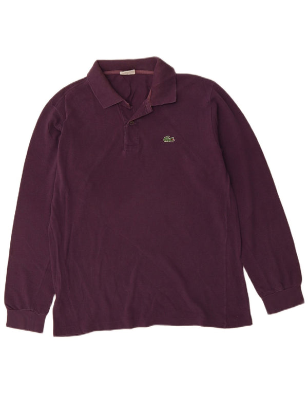 LACOSTE Mens Long Sleeve Polo Shirt Medium Purple Cotton