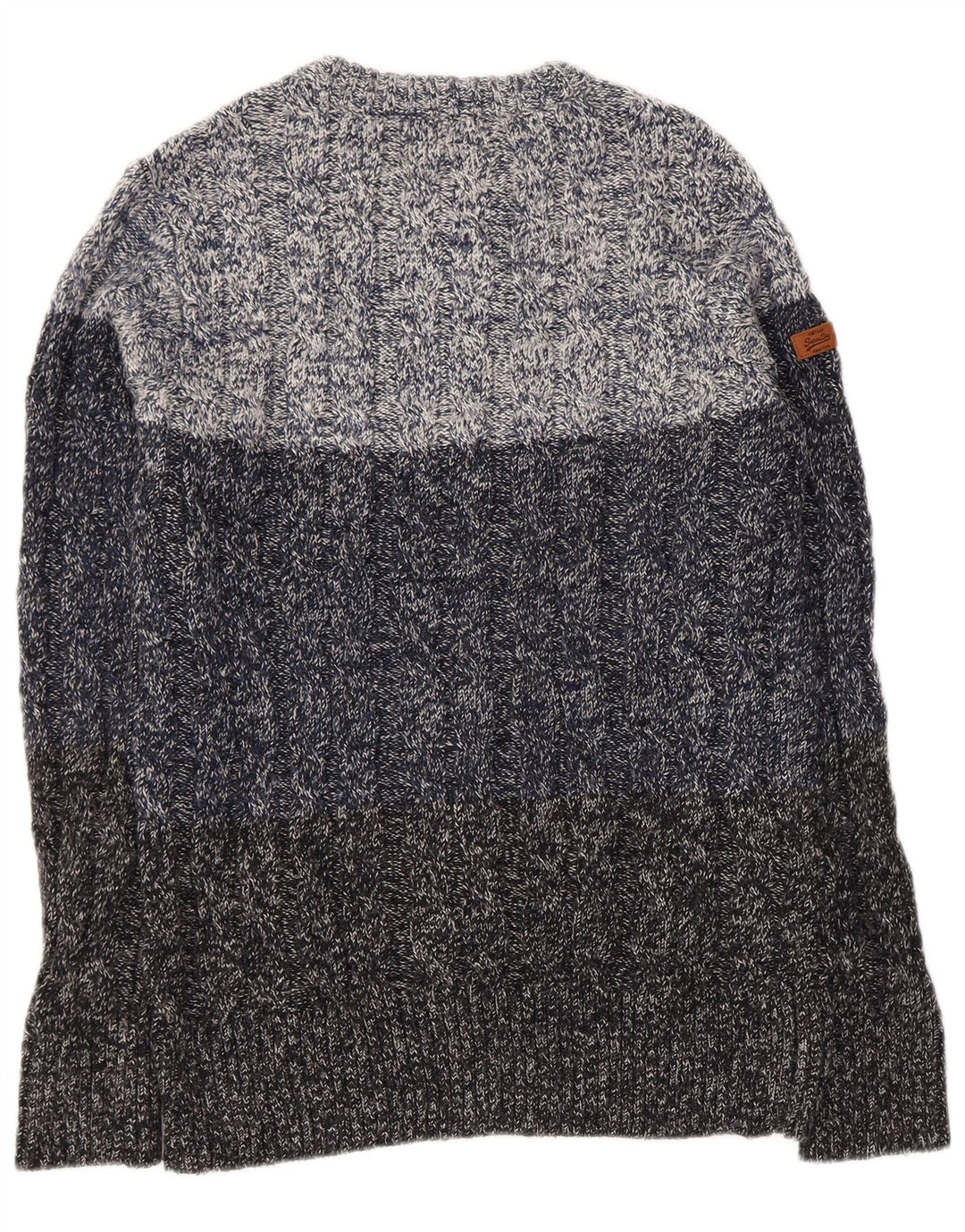 Superdry Herre Boat Neck Jumper Sweater Medium Navy Blue Flecked Acryl