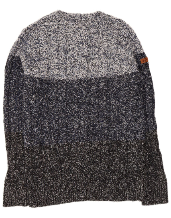 Superdry Herre Boat Neck Jumper Sweater Medium Navy Blue Flecked Acryl