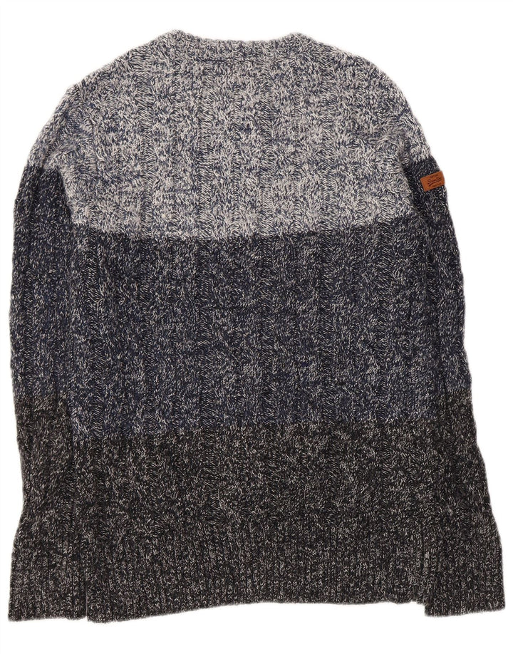 Superdry Herre Boat Neck Jumper Sweater Medium Navy Blue Flecked Acryl