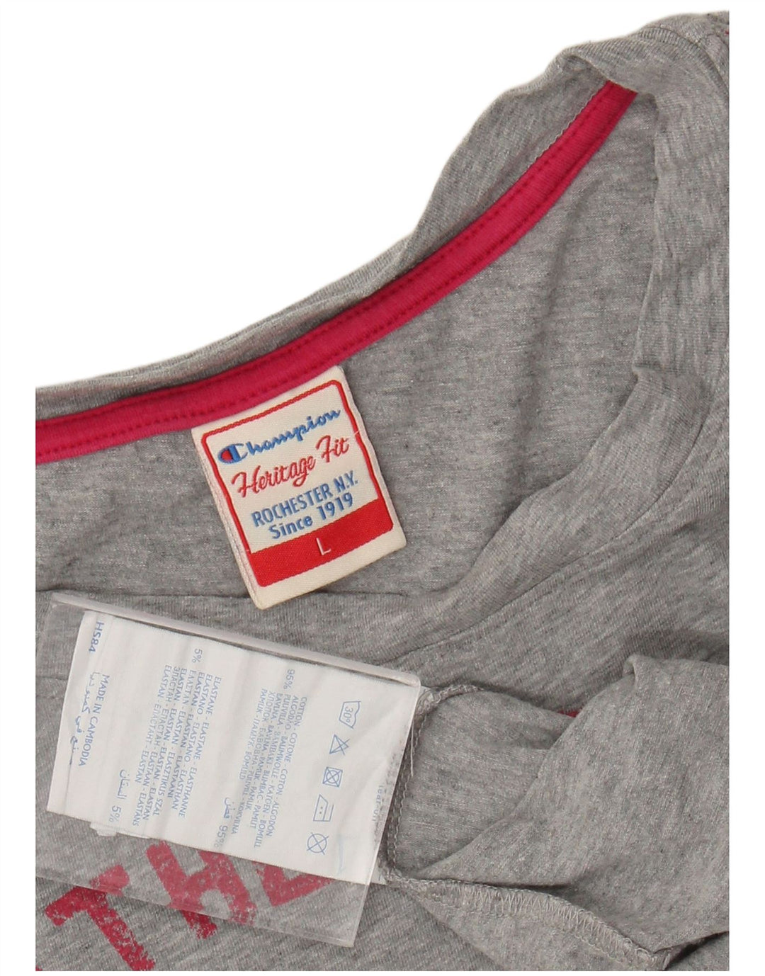 CHAMPION Womens Heritage Fit Grafisk Top 3/4 ærmer UK 16 Large Grå