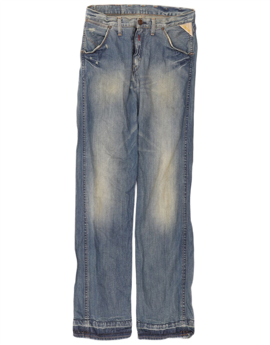 Replay Herre Distressed Straight Jeans W30 L34 Blå Bomuld