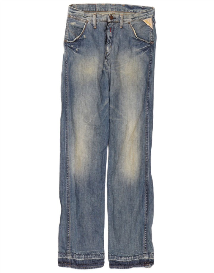 Replay Herre Distressed Straight Jeans W30 L34 Blå Bomuld