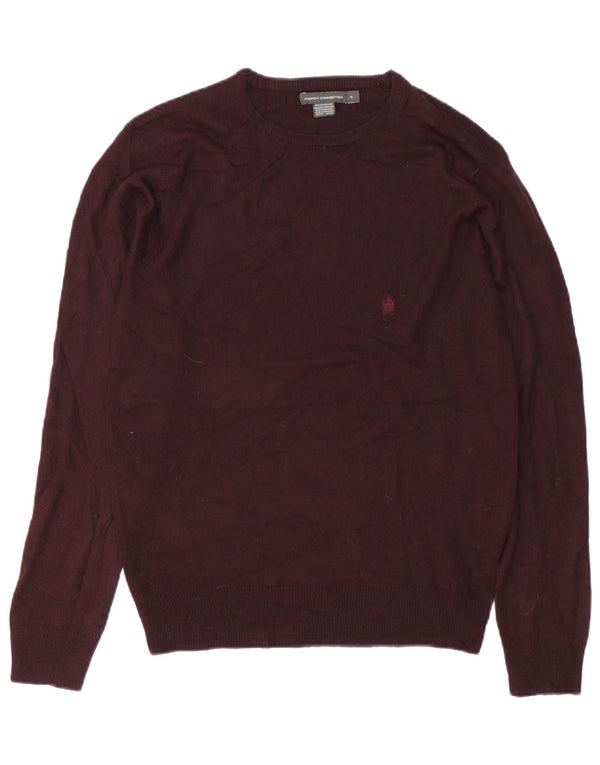 French Connection Mens Boat Neck Jumper Sweater Small Burgundy Acrylic