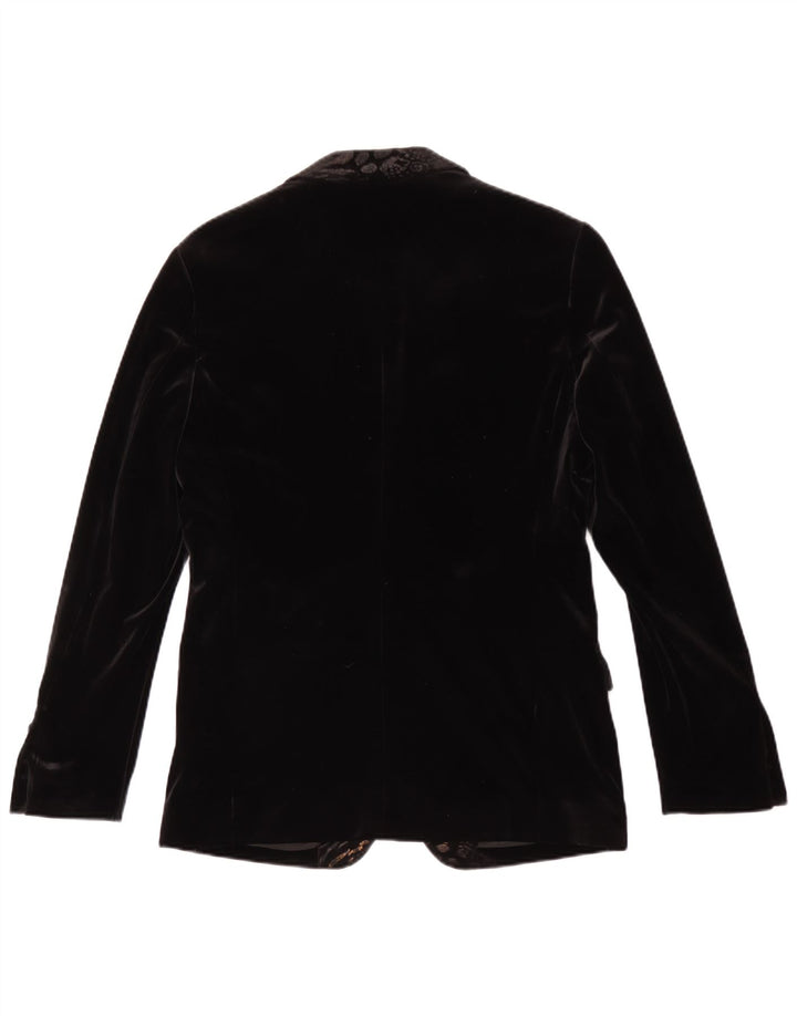 Vintage Herre 1-knap Velvet Blazer Jacket Størrelse 48 Medium Sort