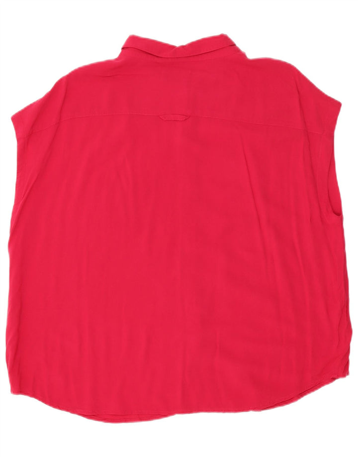 Benetton Dame Ærmeløs Oversized skjorte UK 16 Large Pink Viscose