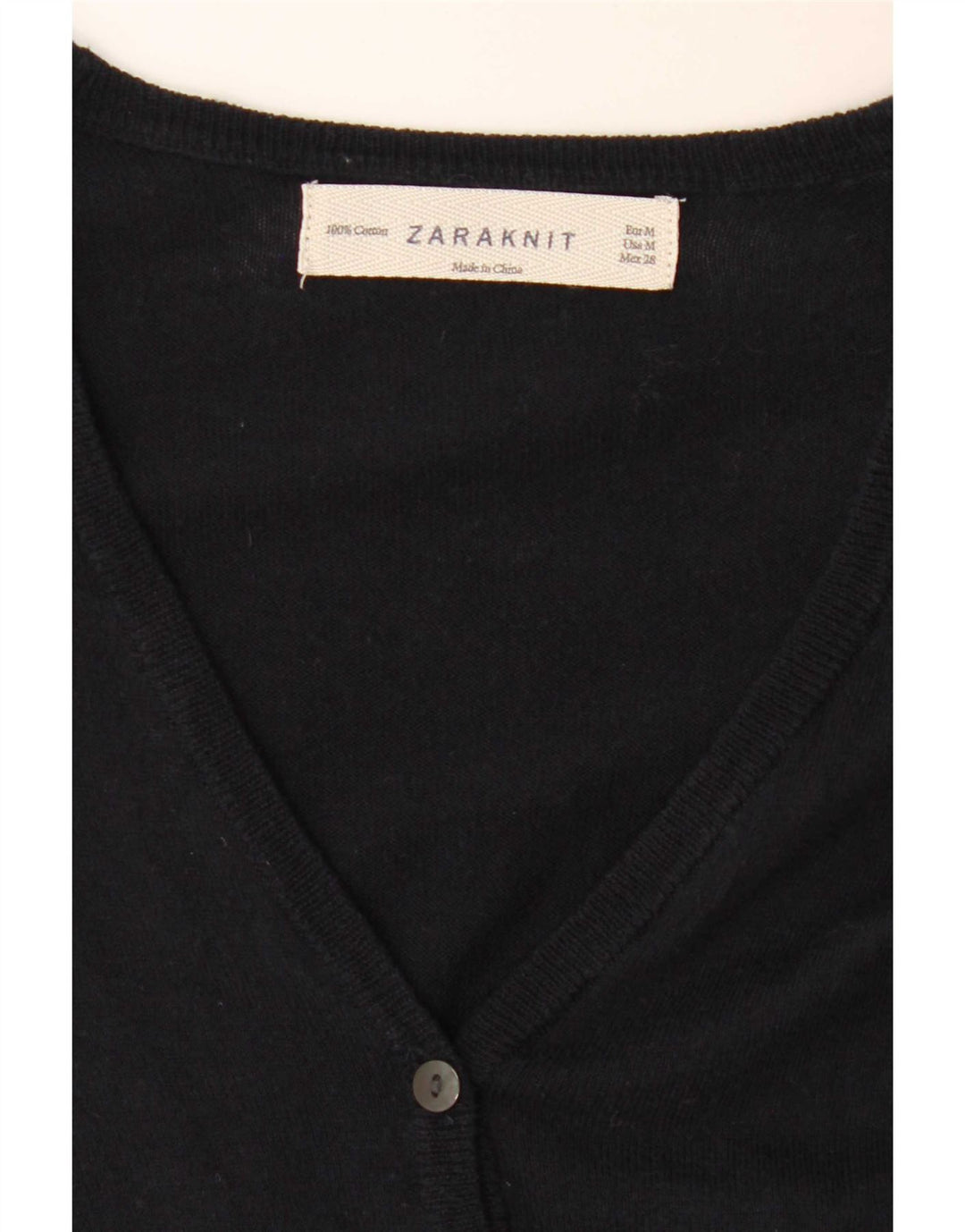 Zara Dame Cardigan Sweater UK 12 Medium Navyblå Bomuld