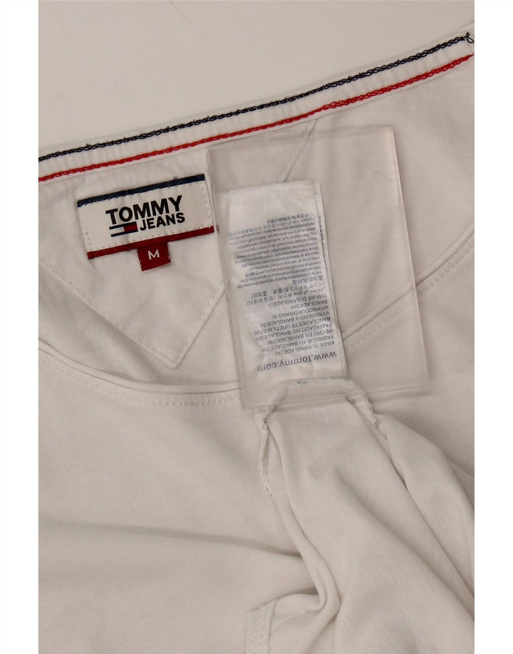 TOMMY HILFIGER T-shirt top til kvinder UK 14 Medium hvid bomuld
