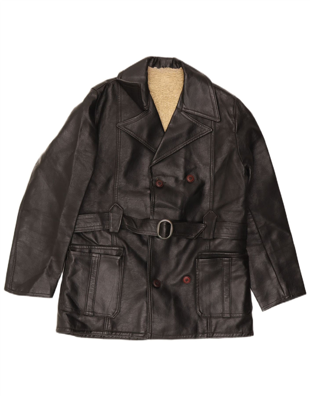 Vintage herre dobbeltradet læderjakke UK 36 Lille sort læder