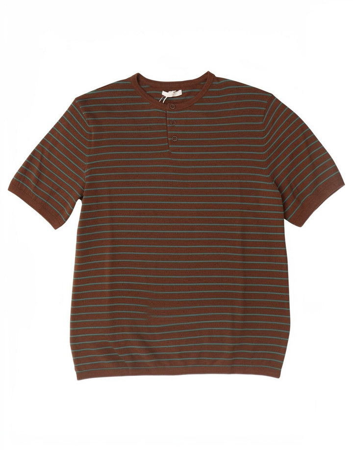 Zara T-shirt top mellem brun stribet bomuld