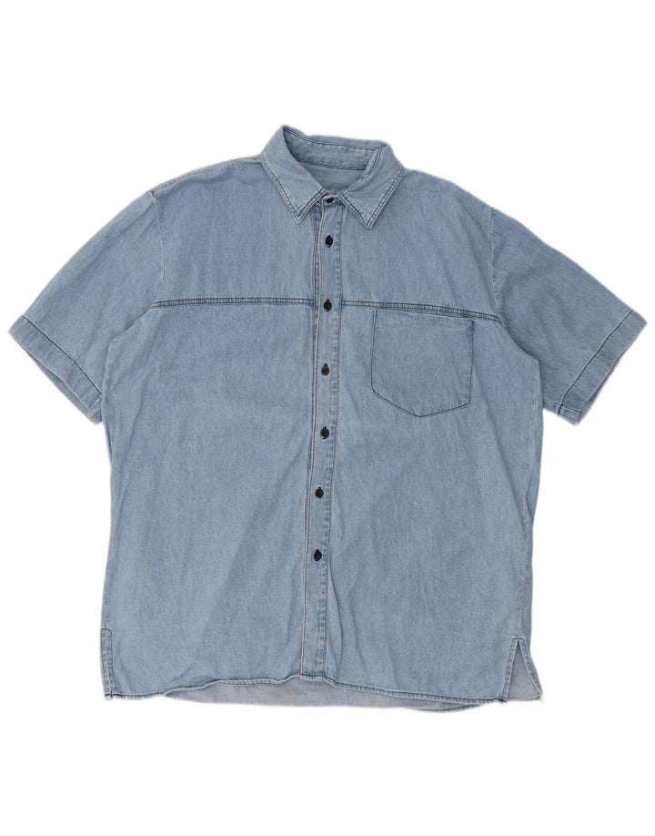 CARRERA Kortærmet denimskjorte til mænd Størrelse 43/44 XL Blå Bomuld