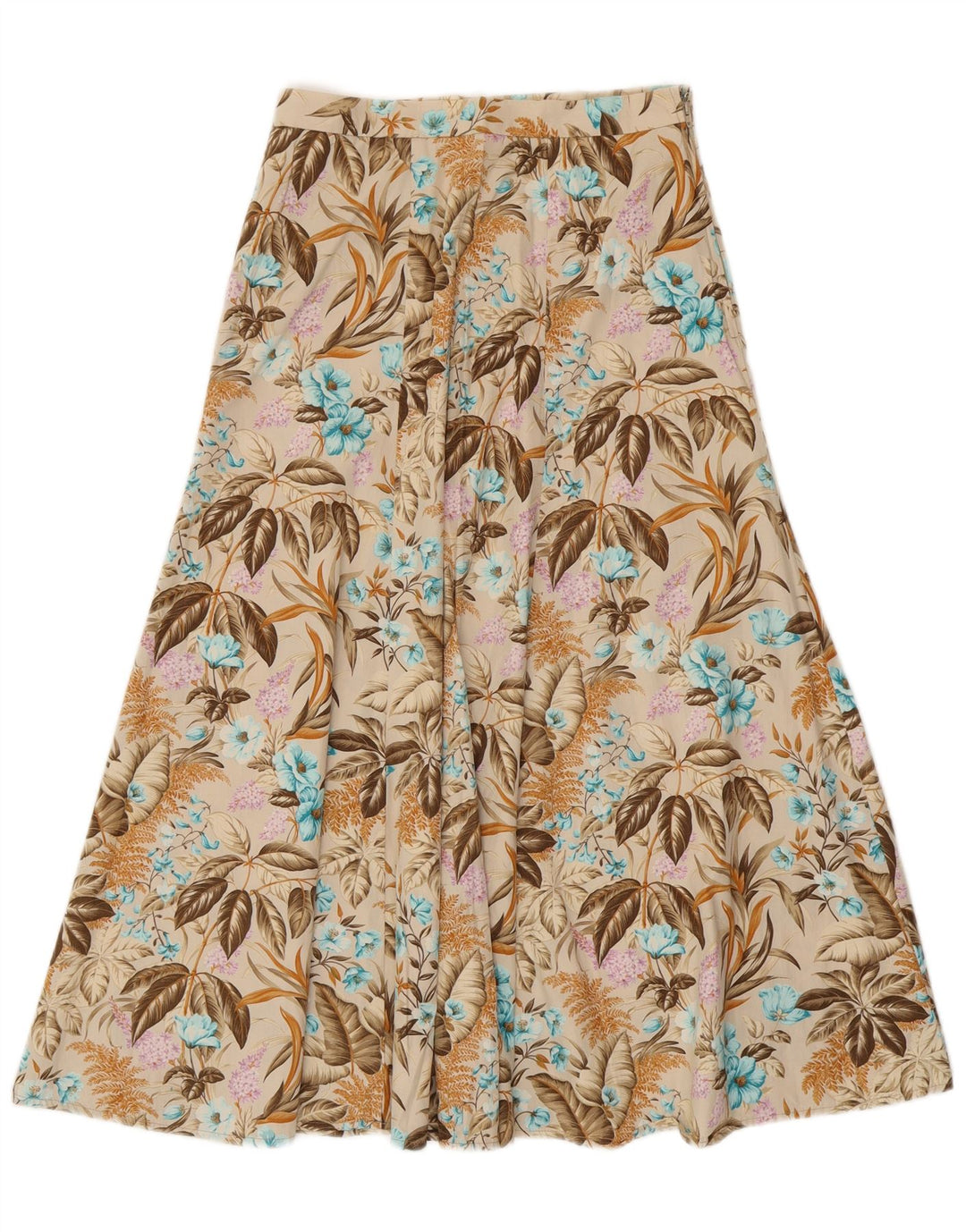 VINTAGE Dame Flared Skirt IT 42 Medium W28 Beige Floral
