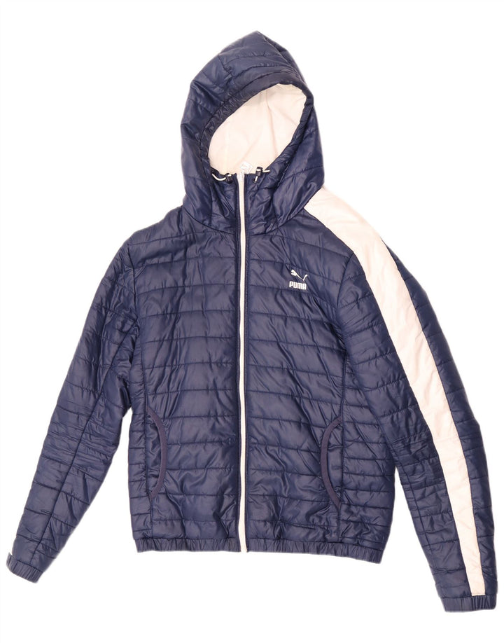 Puma Herre hættepolstret jakke UK 36 Small Blue Colourblock Polyester