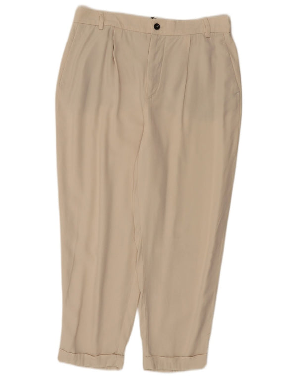 ZARA Dame Pegged Capri Bukser Medium W28 L22 Beige Lyocell