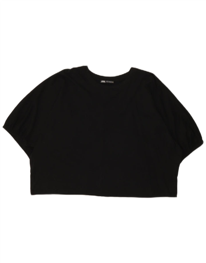 Zara Womens Crop Oversized T-Shirt Top UK 14 Medium Sort