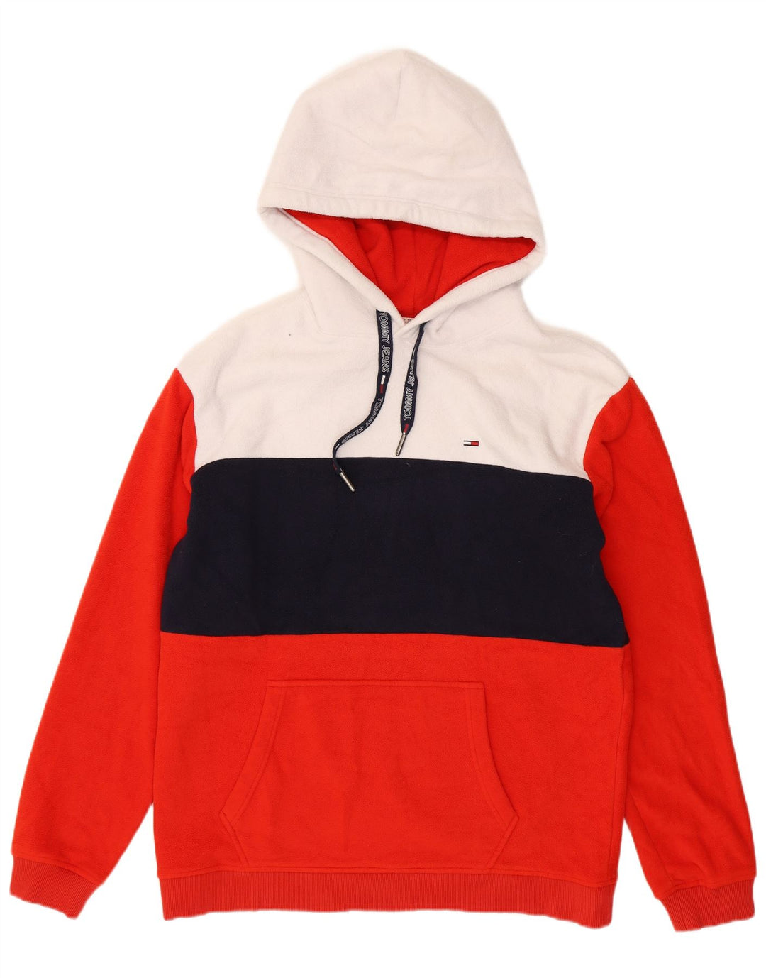 TOMMY HILFIGER Fleecetrøje med hætte til mænd XL Rød Colourblock Polyester