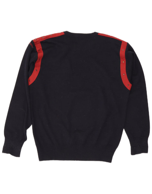Paul & Shark Mens Crew Neck Jumper Sweater Medium Navy Blue Colourblock