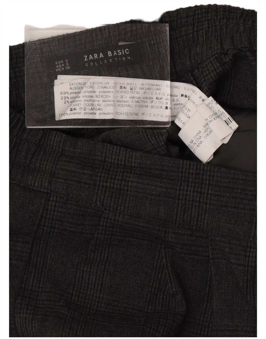 ZARA Dame Pegged Casual Bukser Små grå ternet polyester