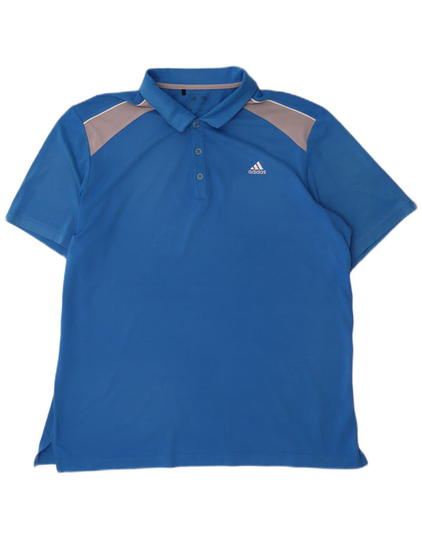 Adidas Polo Shirt til mænd, stor blå farveblok polyester