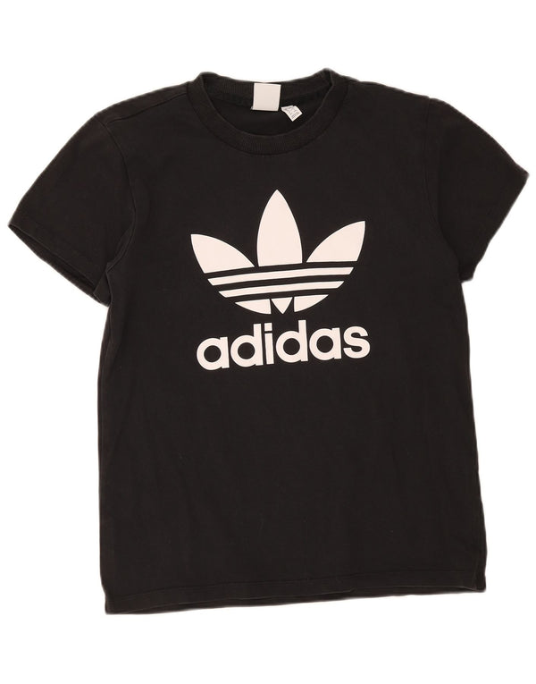 Adidas Dame Grafisk T-Shirt Top UK 8 Small Black Bomuld