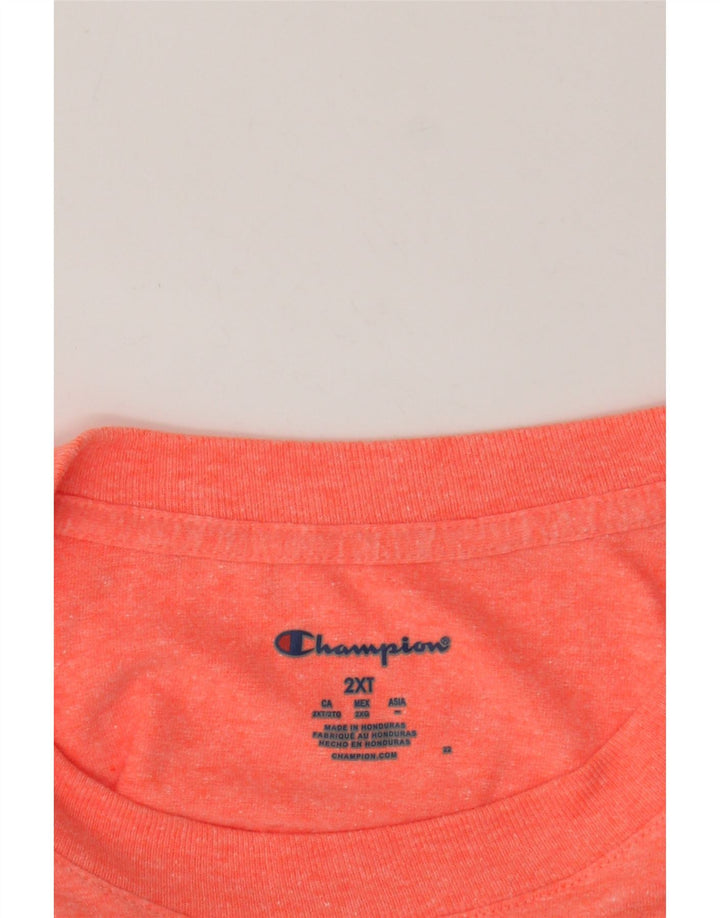 CHAMPION Dame Crop Grafisk T-Shirt Top UK 20 2XL Orange Flecked