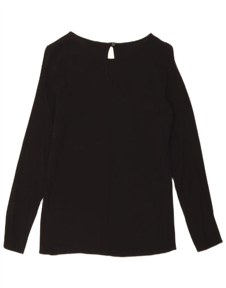 Trussardi Jeans Dame Langærmet Bluse Top IT 42 Medium Sort Viscose
