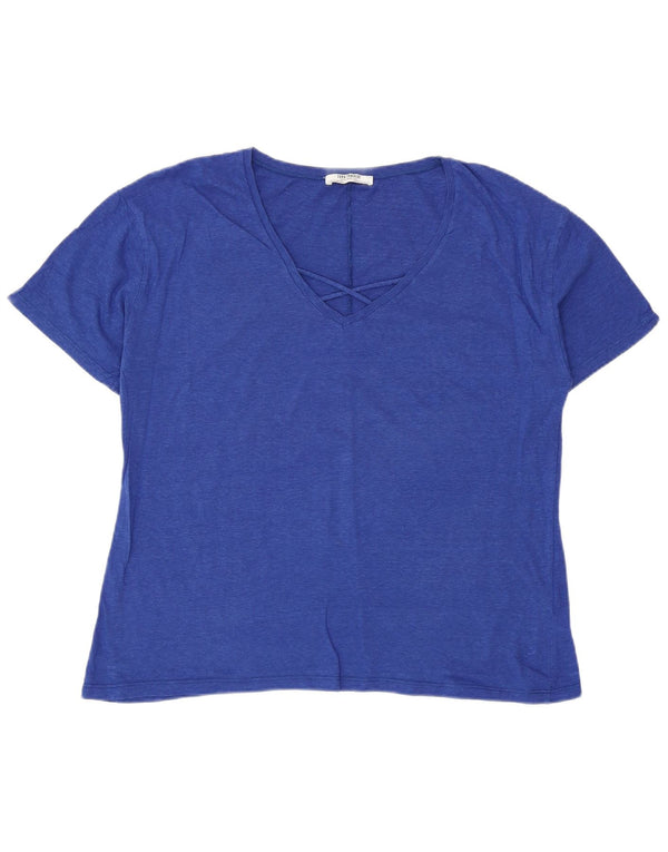 Zara Dame Trafaluc Oversized T-Shirt Top UK 10 Lille Blå Bomuld