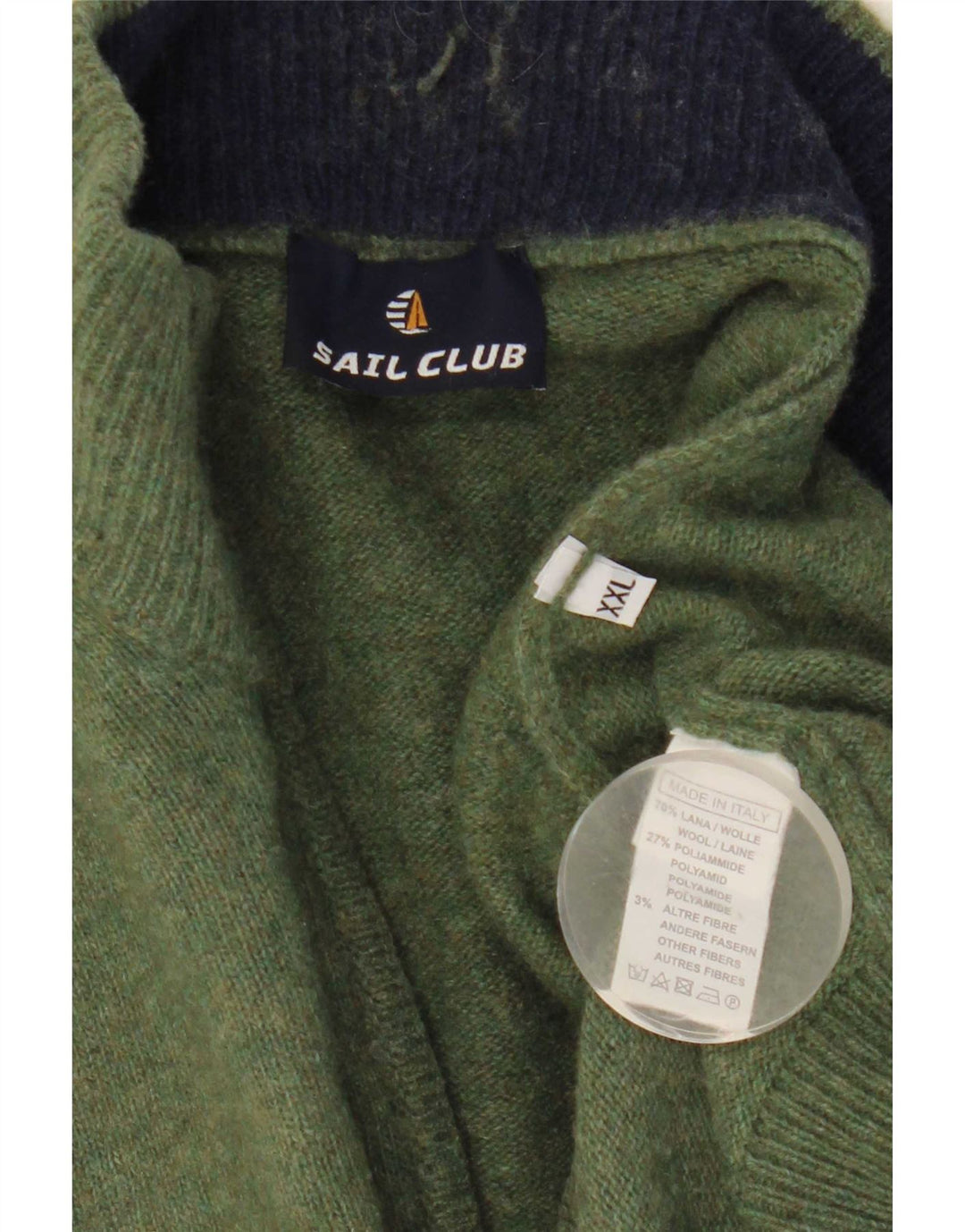 Vintage herre lynlås-hals sweater 2XL grøn uld
