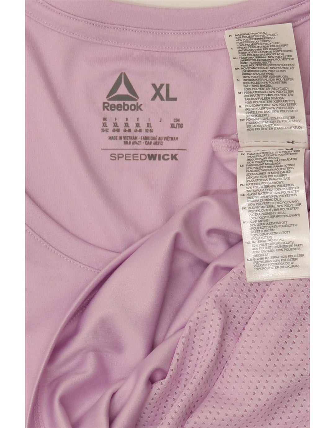 REEBOK Womens T-Shirt Top UK 20/22 XL Purple Polyester Vintage Reebok and Second-Hand Reebok from Messina Hembry 