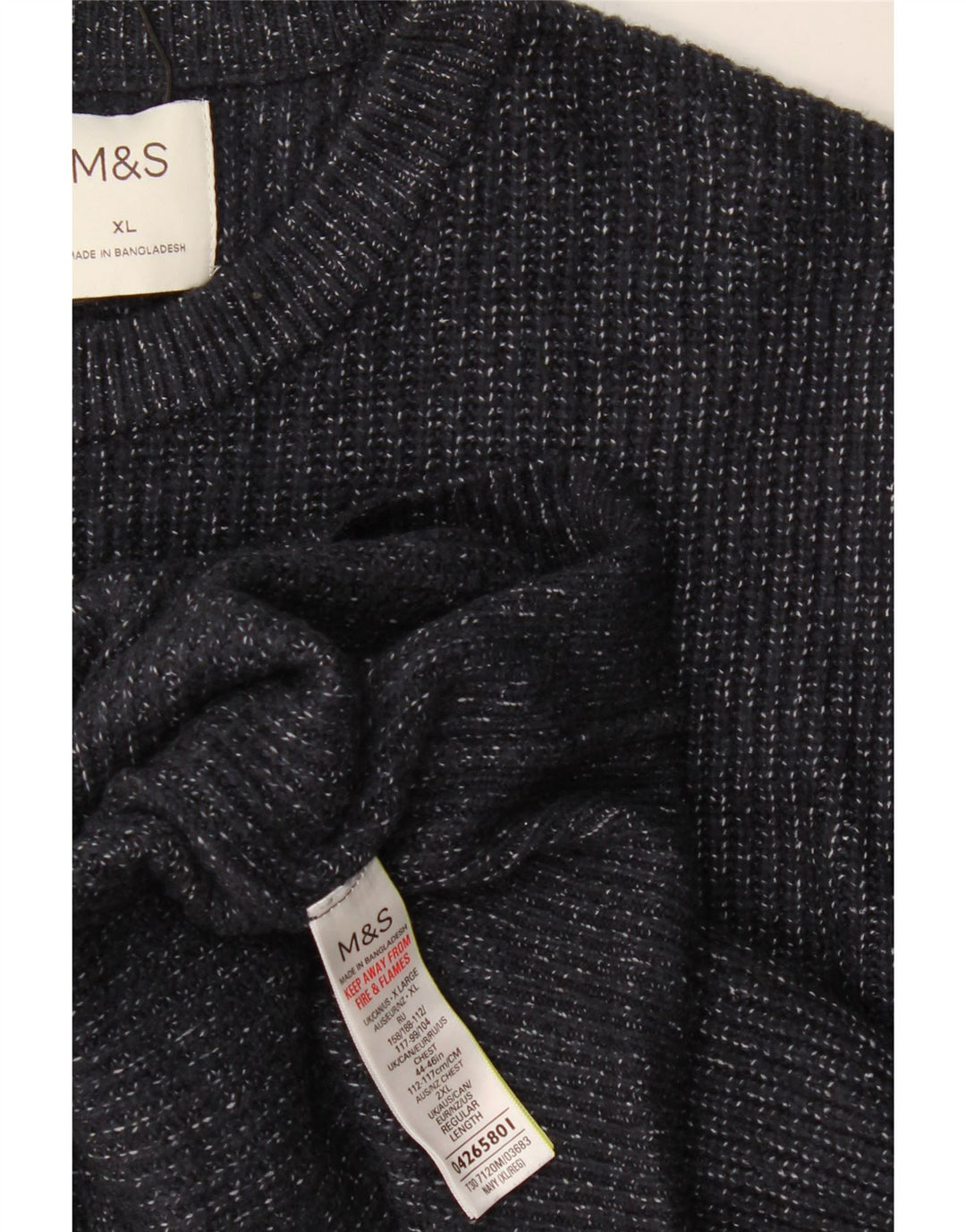 Marks & Spencer Herre sweater med rund hals XL Marineblå Flecked