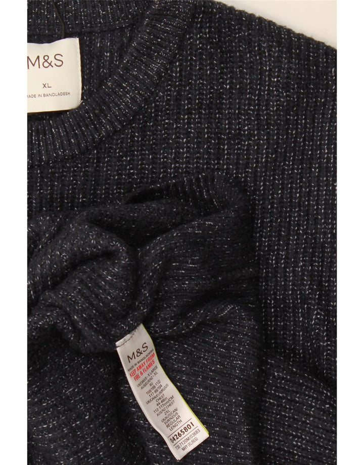 Marks & Spencer Herre sweater med rund hals XL Marineblå Flecked