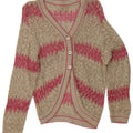 Vintage dame cardigan sweater UK 14 Medium Off White stribet