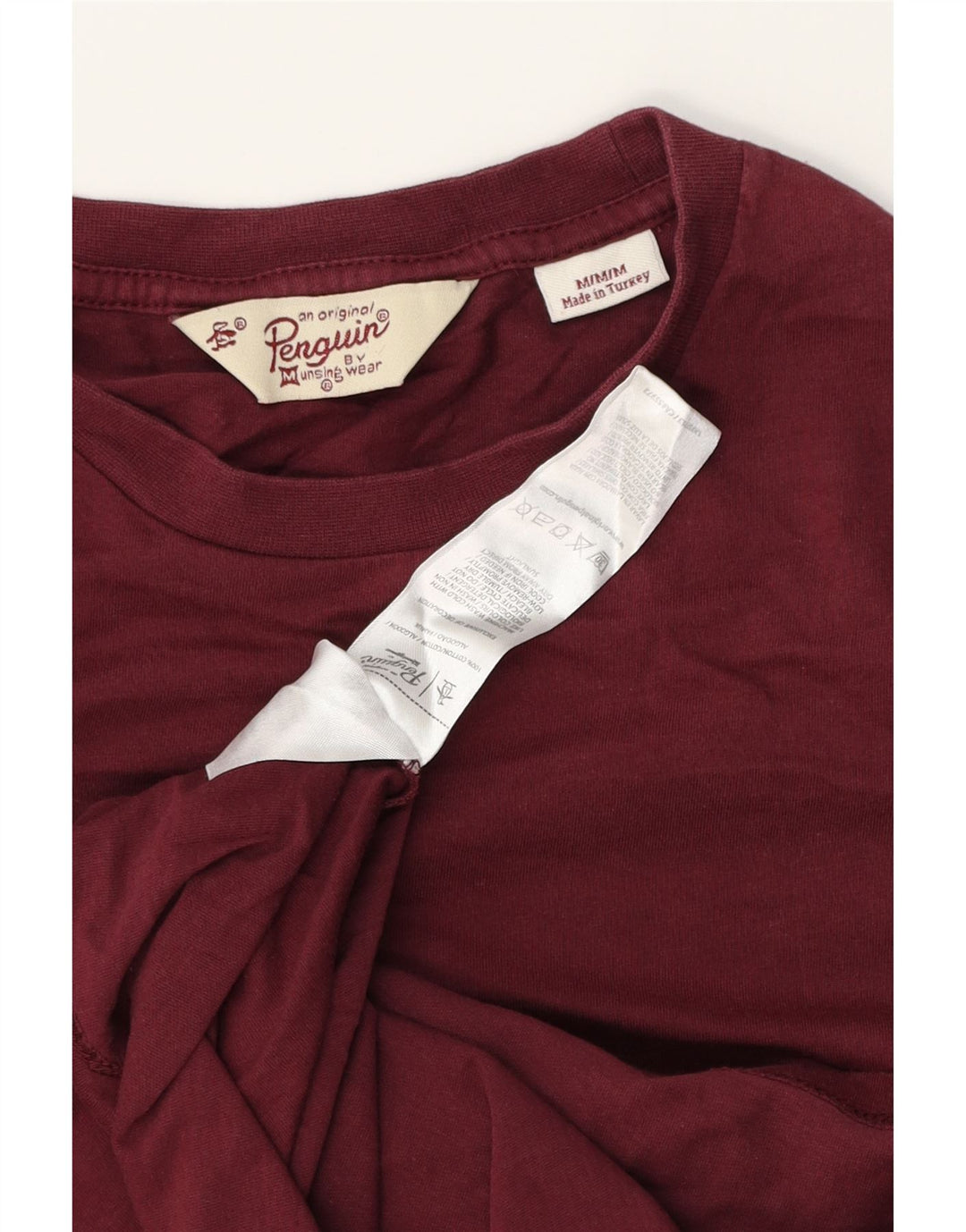 PENGUIN Herre T-Shirt Top Medium Bourgogne Bomuld
