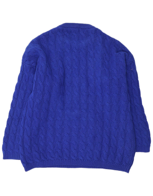 Benetton Herre trøje med rund hals IT 50 Medium Blue Wool