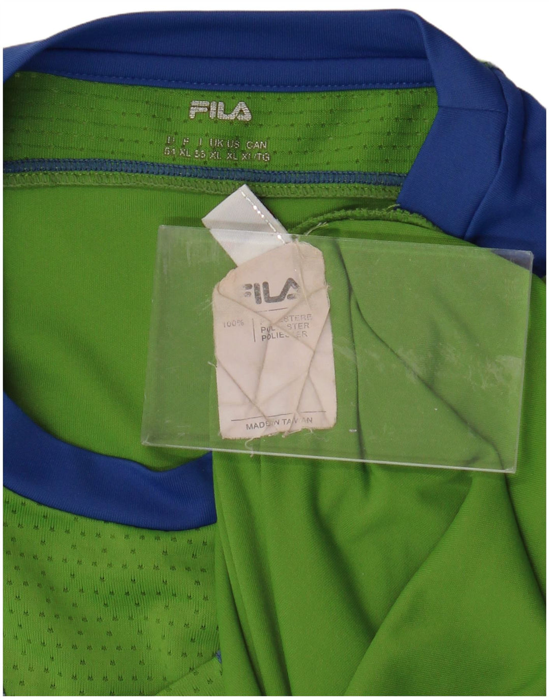 FILA Mens T-Shirt Top XL Green Colourblock Polyester