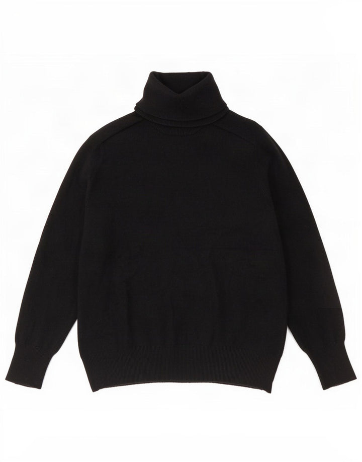 Zara Dame Roll Neck Jumper Sweater UK 10 Small Black Wool