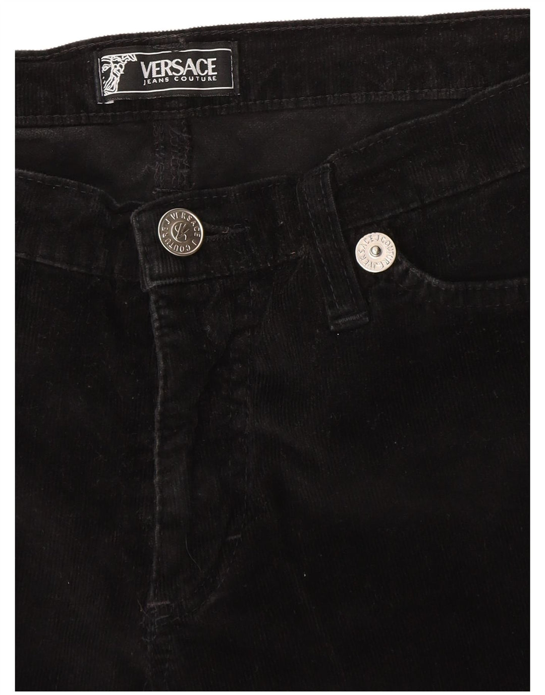 Versace Dame Flare fløjlsbukser W28 L30 Sort