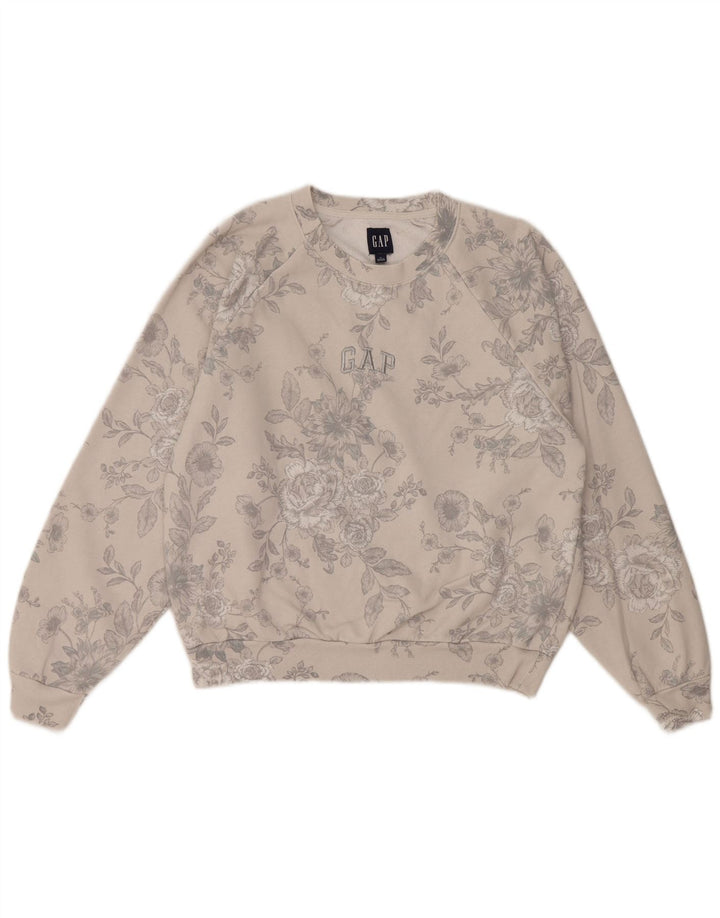 Gap Dame Sweatshirt Jumper UK 14 Medium Grey Floral Bomuld