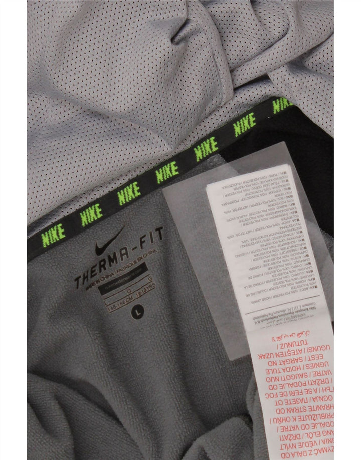 NIKE Therma-Fit hættetrøje med lynlås til piger 12-13 år, stor grå