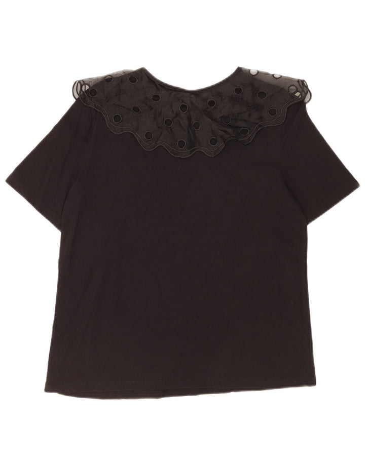 Zara Dame Bluse Top UK 10 Lille Sort