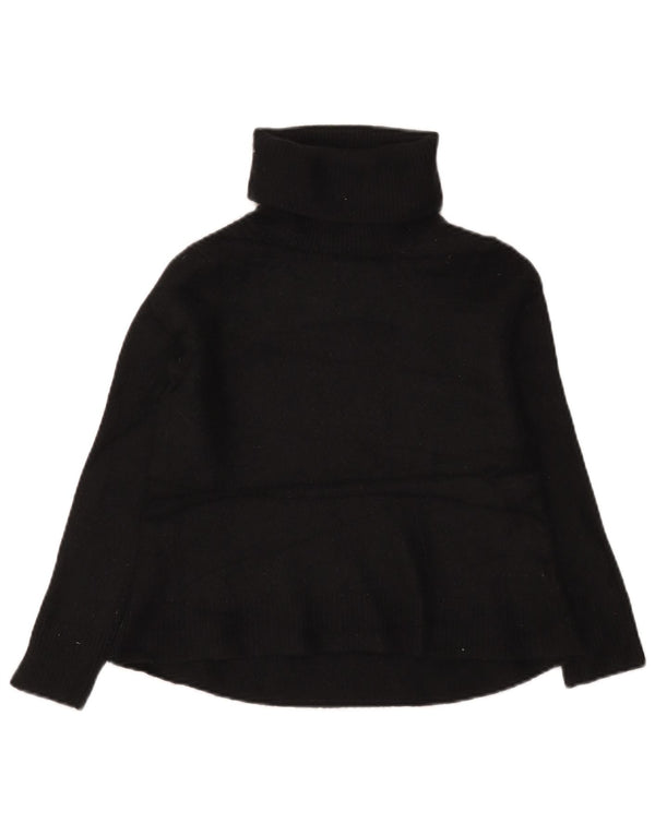 White Label Womens Crop Roll Neck Jumper Sweater UK 12 Medium Black