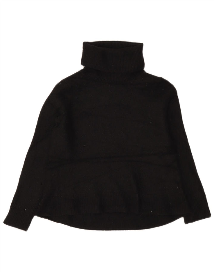 White Label Dame Crop Roll Neck Jumper Sweater UK 12 Medium Black