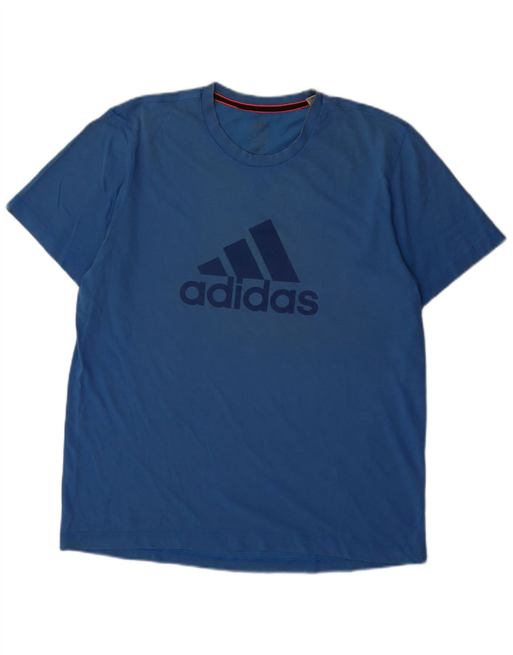 Adidas Herre Grafisk T-Shirt Top Stor Blå Bomuld