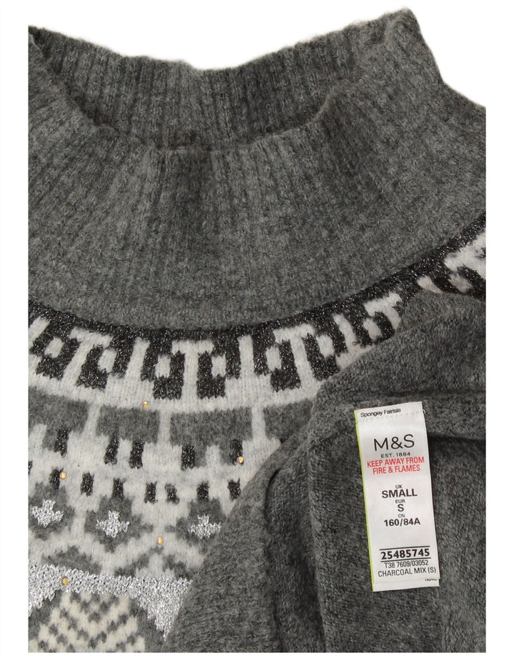 MARKS & SPENCER Womens Turtle Neck Jumper Sweater UK 10 Small Grey