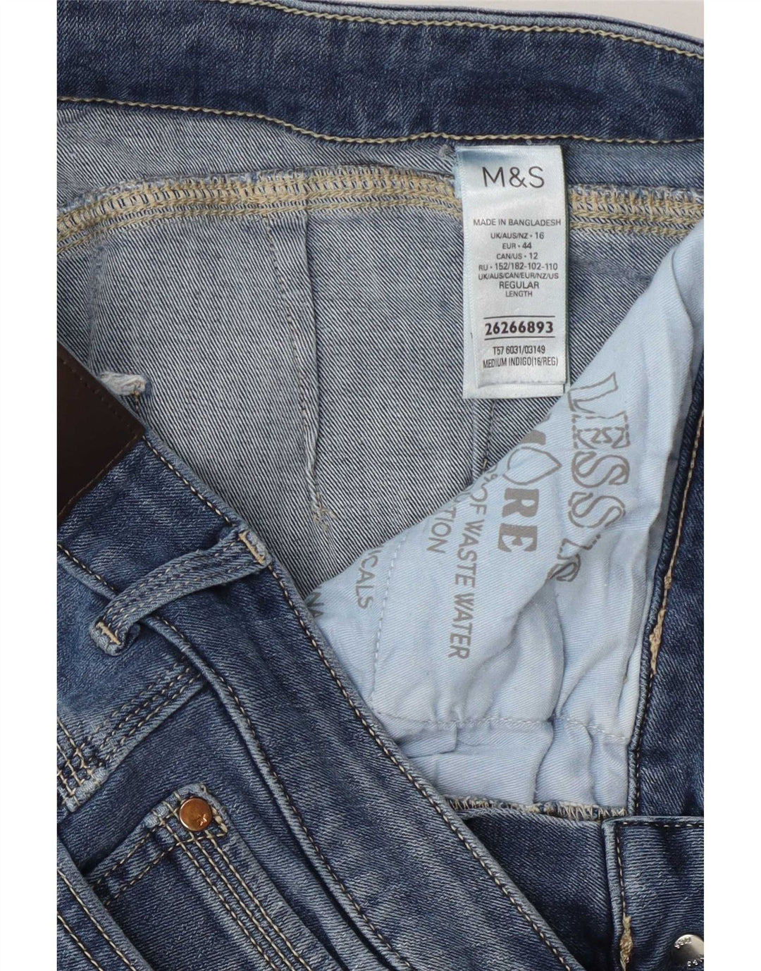 Marks & Spencer Dame Magic Slim Jeans UK 16 Large W32 L27 Blue Bomuld