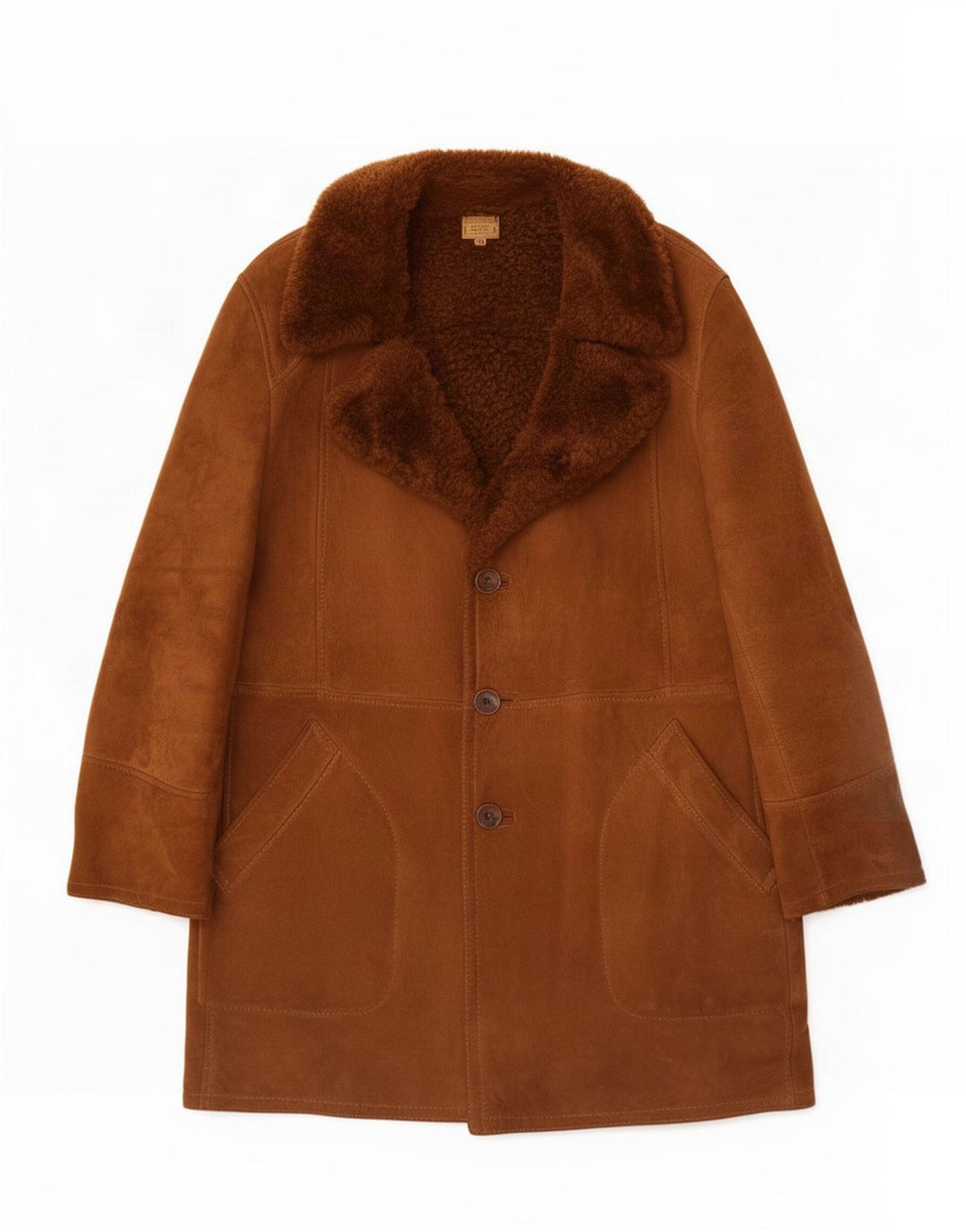 Brooklin Herre Shearling Overfrakke UK 38 Medium Beige