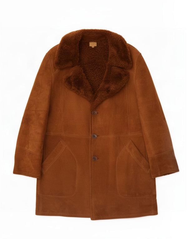 Brooklin Herre Shearling Overfrakke UK 38 Medium Beige