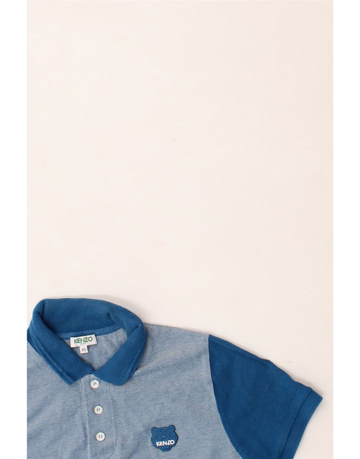 KENZO Mens Polo Shirt XS Blue Colourblock Cotton Vintage Kenzo and Second-Hand Kenzo from Messina Hembry 