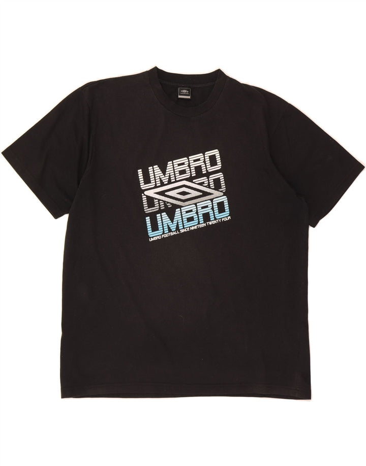 UMBRO Mens Graphic T-Shirt Top XL Black Cotton Vintage Umbro and Second-Hand Umbro from Messina Hembry 